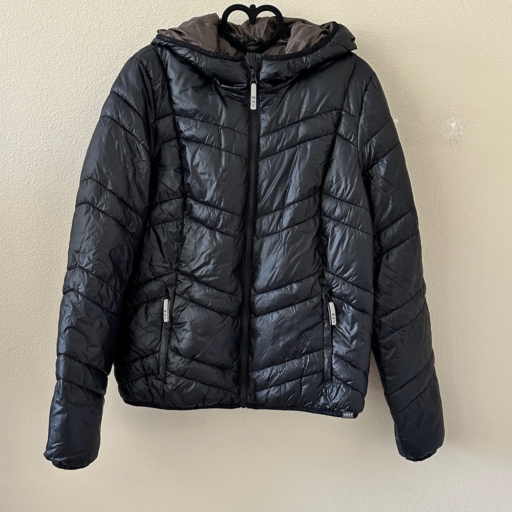 Marc New York Black Puffer Packable Hooded Jacket Size L